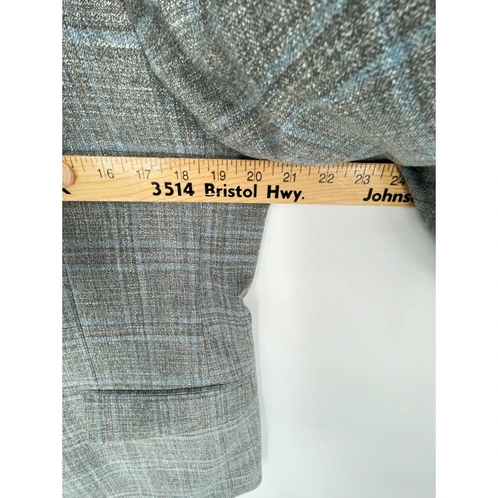 Lauren Ralph Lauren Mens Blazer 40R Sport Coat Gray Blue Plaid Check Double Vent